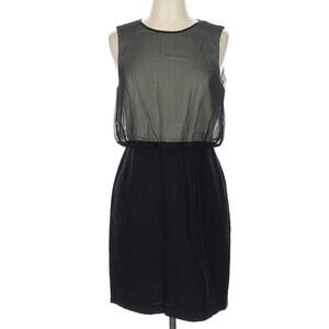 Tibi 100% Silk Cocktail Dress women's 10 Little BLack Sheer Sheer Overlay